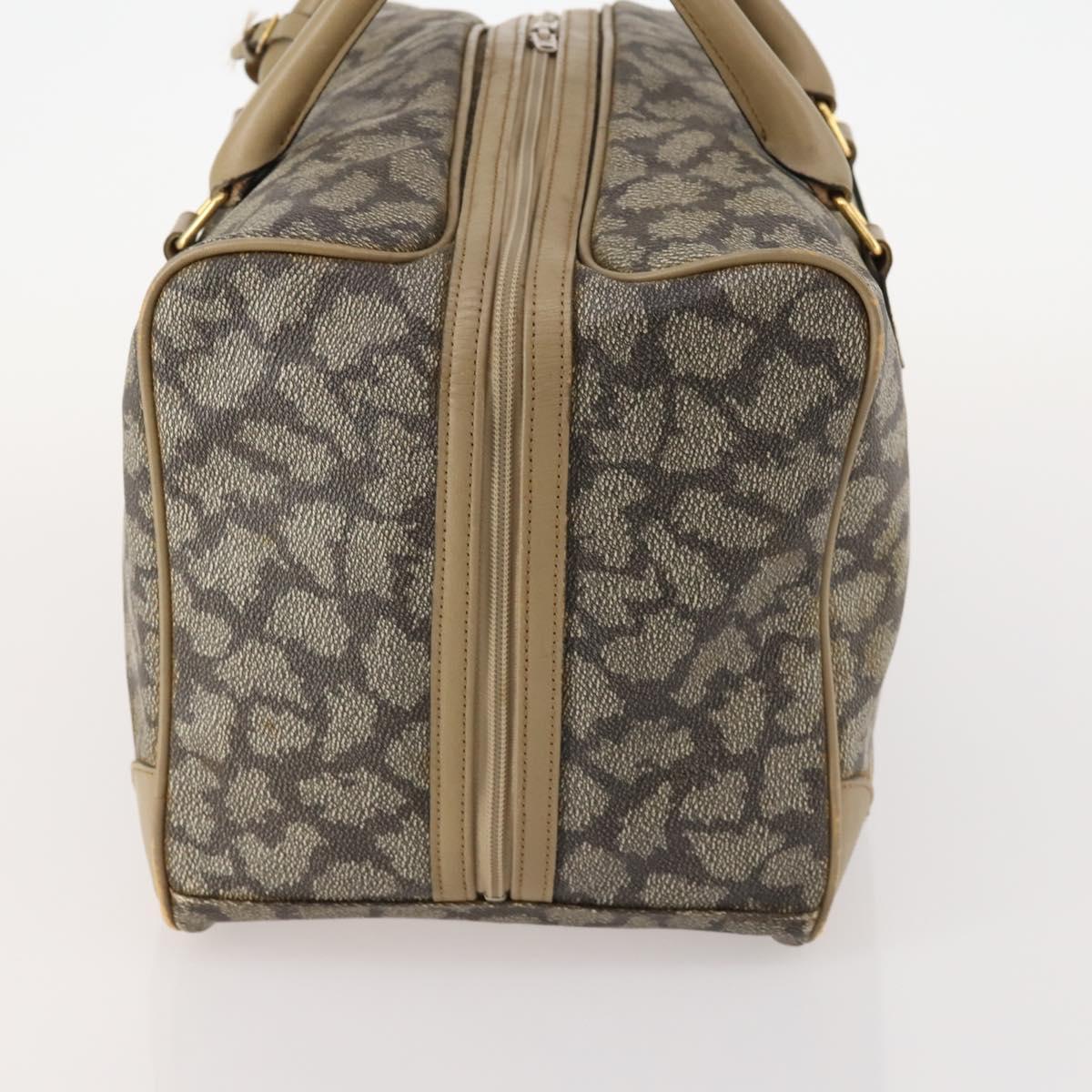 SAINT LAURENT Boston Bag PVC Leather Beige Gray Auth 173616