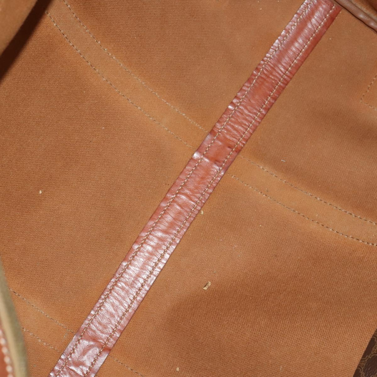 CELINE Macadam Canvas Boston Bag PVC Leather Brown Gold Auth 173617