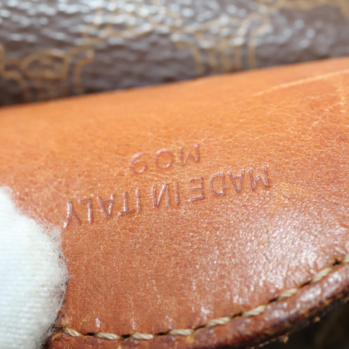 CELINE Macadam Canvas Boston Bag PVC Leather Brown Gold Auth 173617