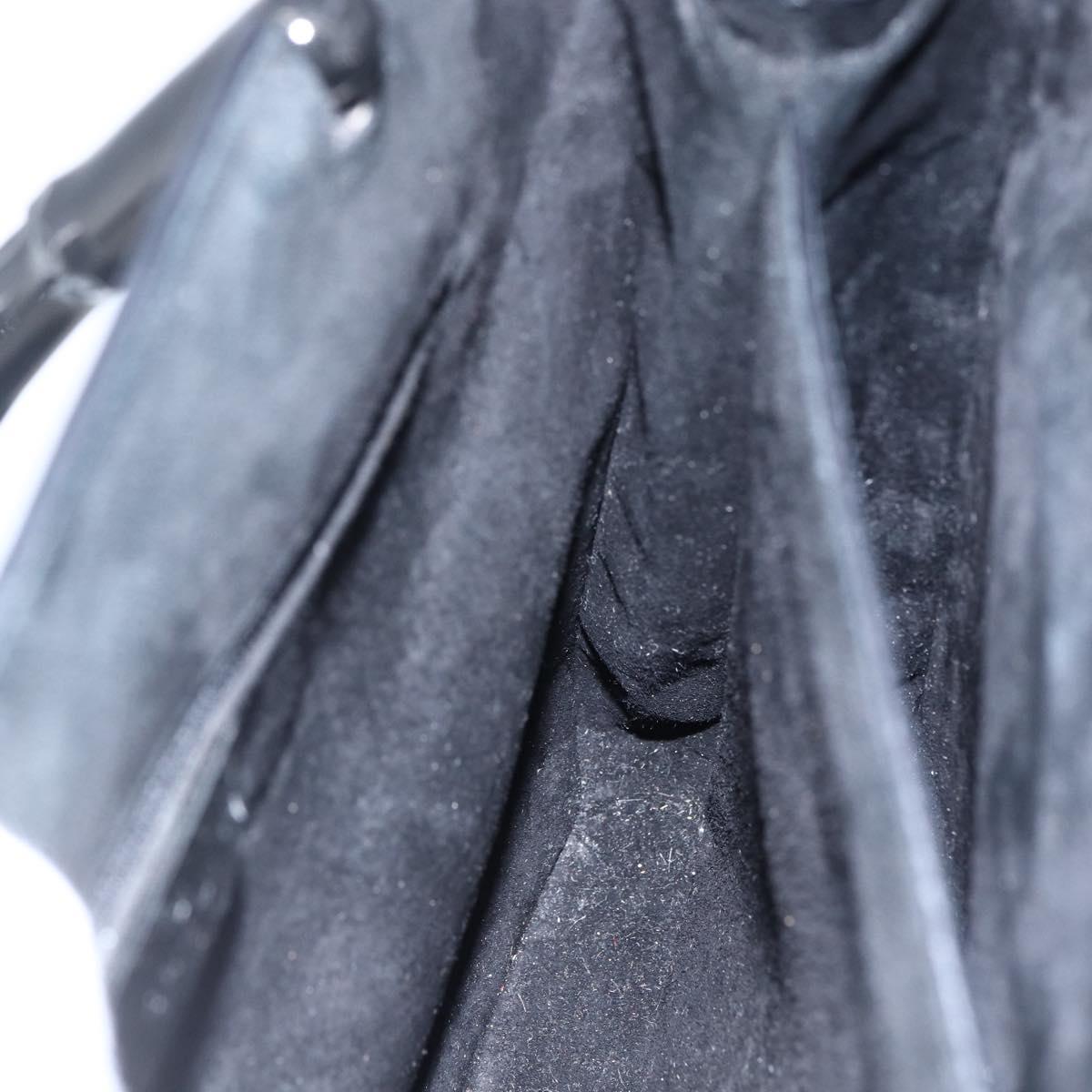 GUCCI Bamboo Hand Bag Patent leather Black 002 1061 Auth 173619