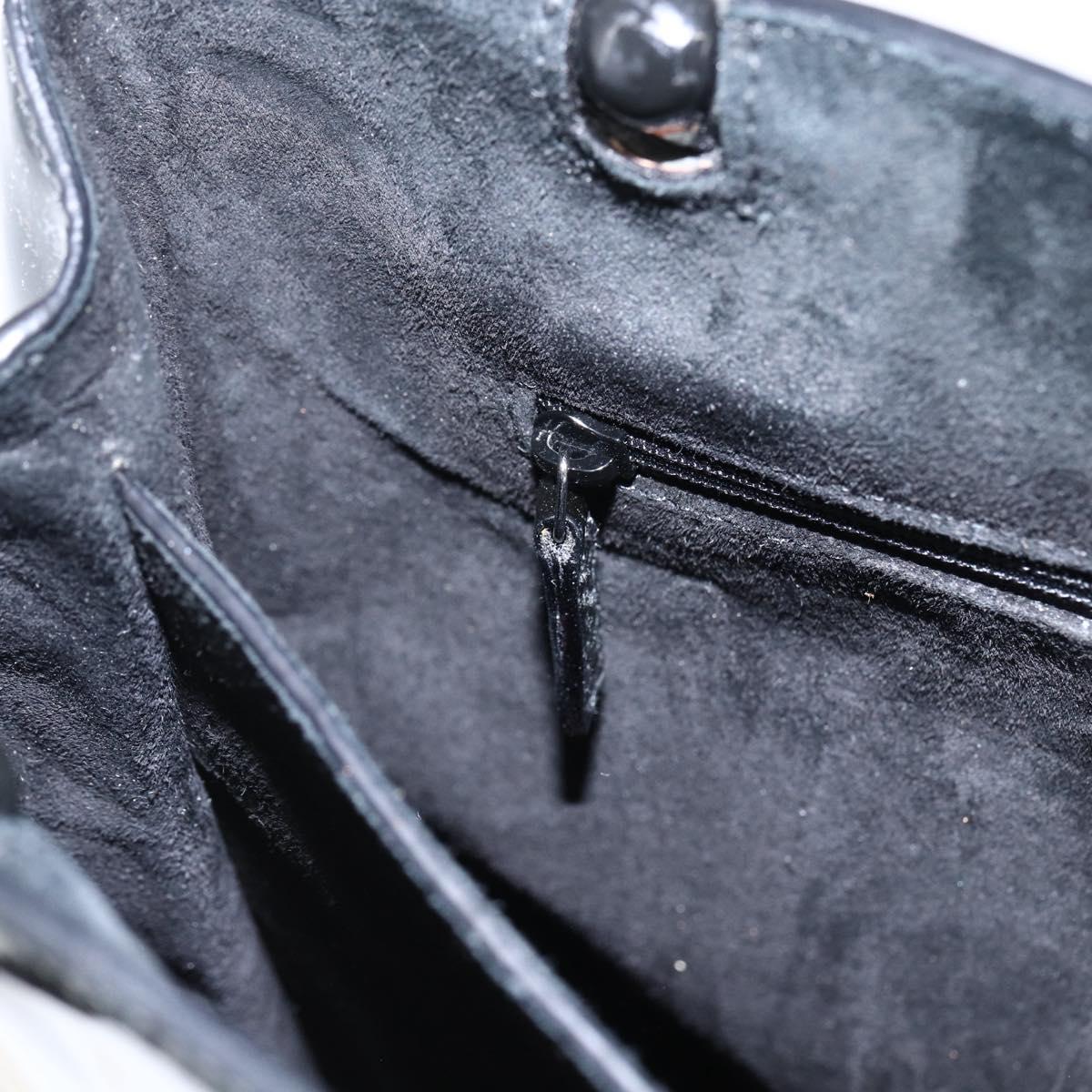 GUCCI Bamboo Hand Bag Patent leather Black 002 1061 Auth 173619