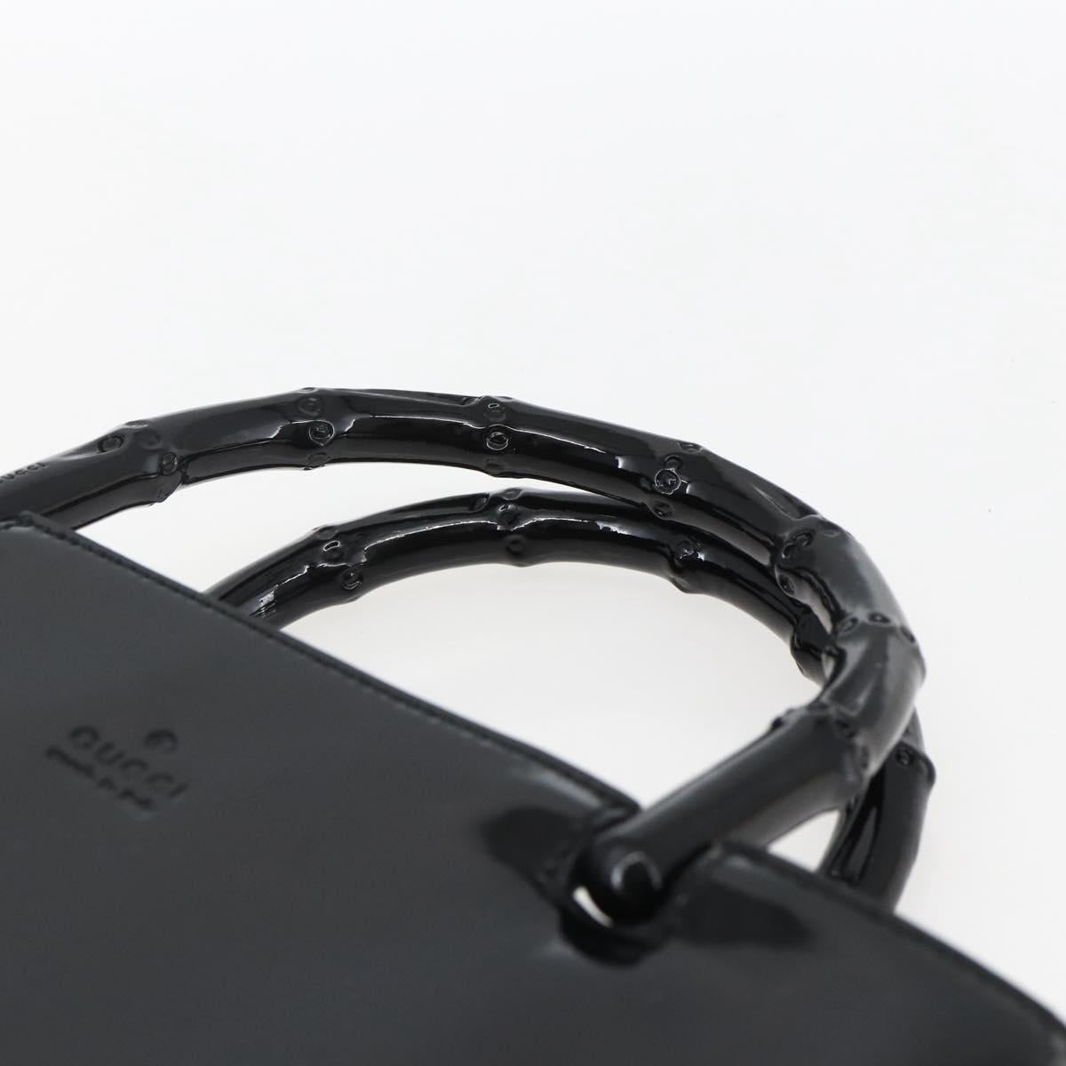 GUCCI Bamboo Hand Bag Patent leather Black 002 1061 Auth 173619