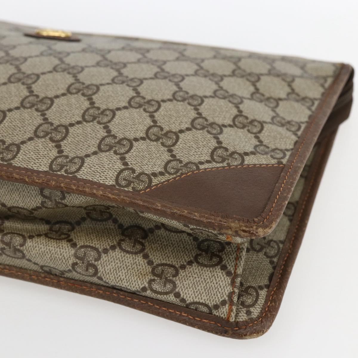 GUCCI GG Supreme Pouch PVC Beige Gold 89 01 029 Auth 173621