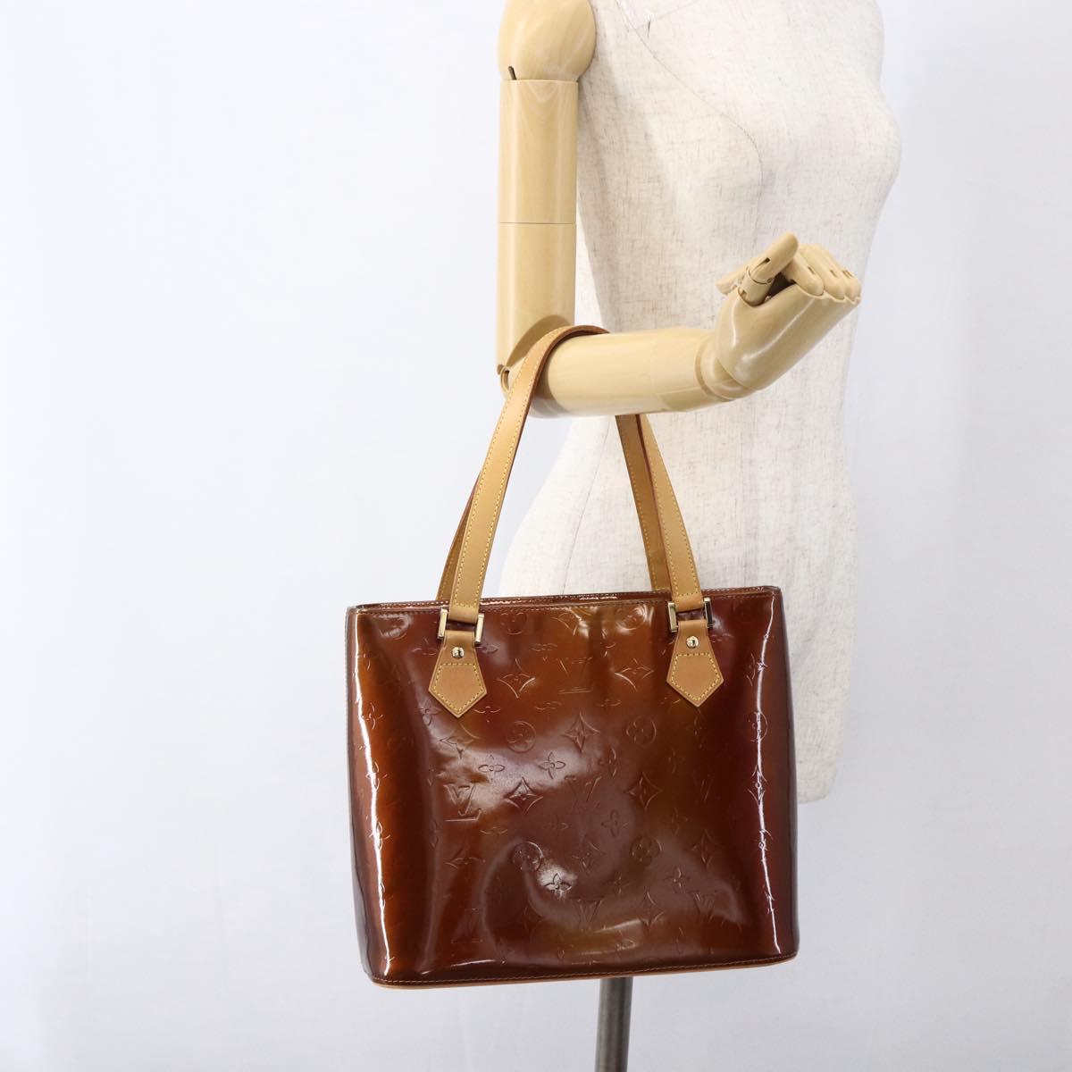 LOUIS VUITTON Monogram Vernis Houston Hand Bag Bronze M91122 LV Auth 173624