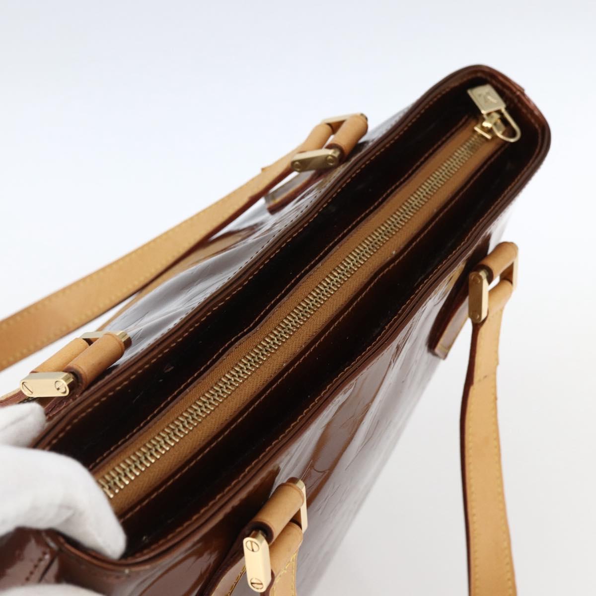 LOUIS VUITTON Monogram Vernis Houston Hand Bag Bronze M91122 LV Auth 173624
