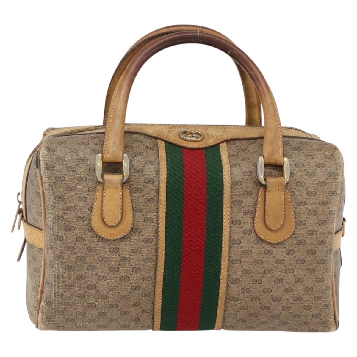 GUCCI Micro GG Supreme Web Sherry Line Bag PVC Beige 002 58 4422 Auth 173627