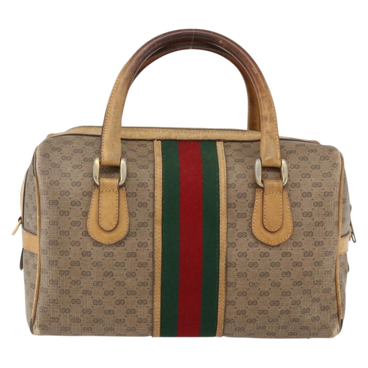 GUCCI Micro GG Supreme Web Sherry Line Bag PVC Beige 002 58 4422 Auth 173627