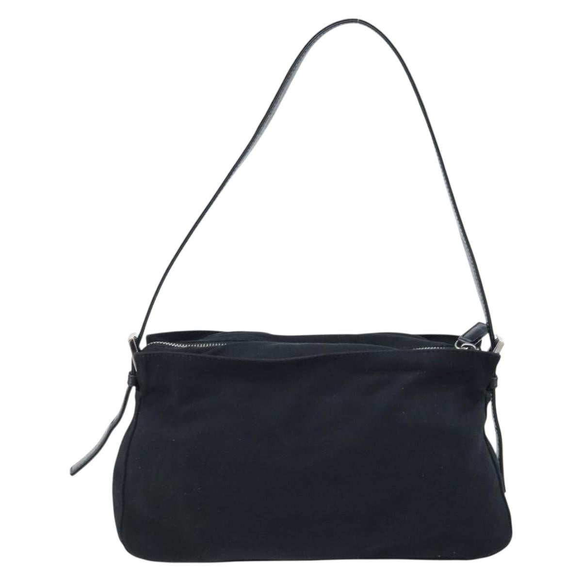 FENDI Mamma Baguette Shoulder Bag Black Silver Auth 173630
