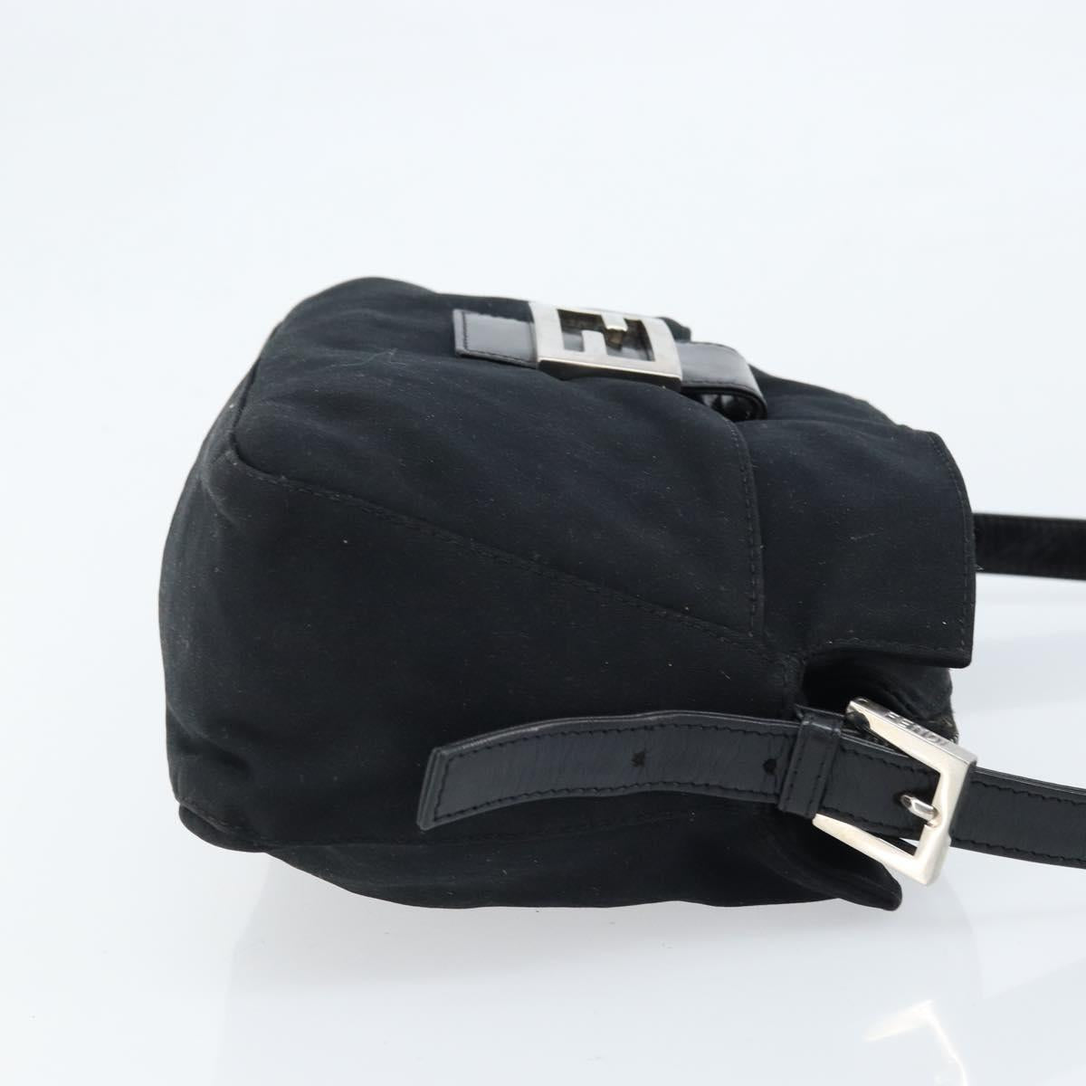 FENDI Mamma Baguette Shoulder Bag Black Silver Auth 173630
