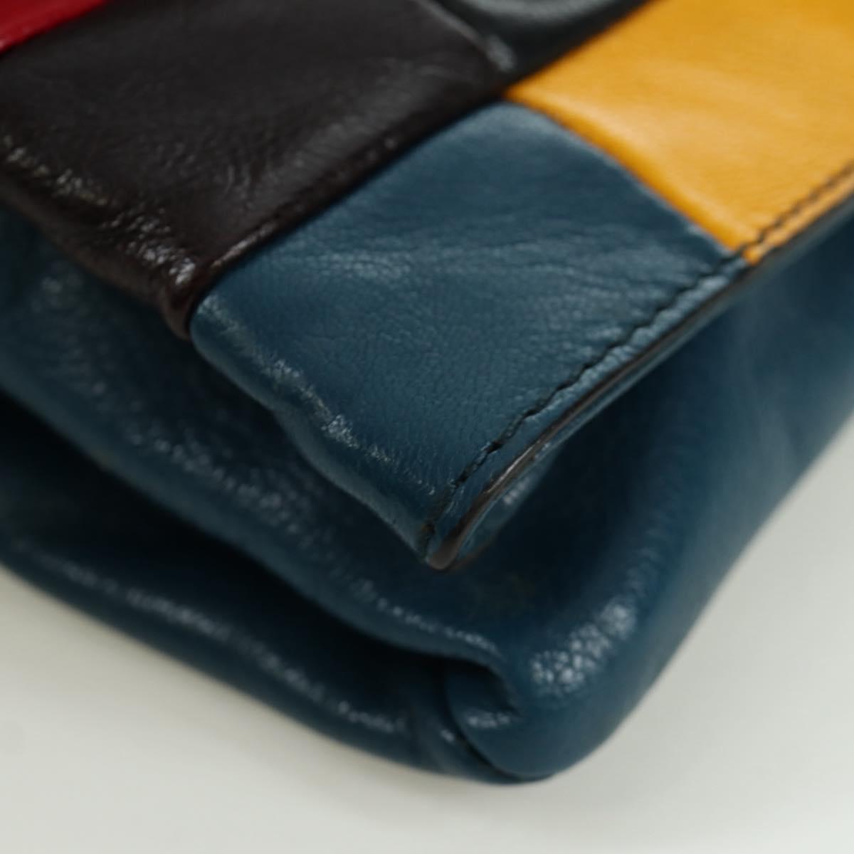 CELINE Shoulder Bag Leather Multicolor Silver Auth 173632V