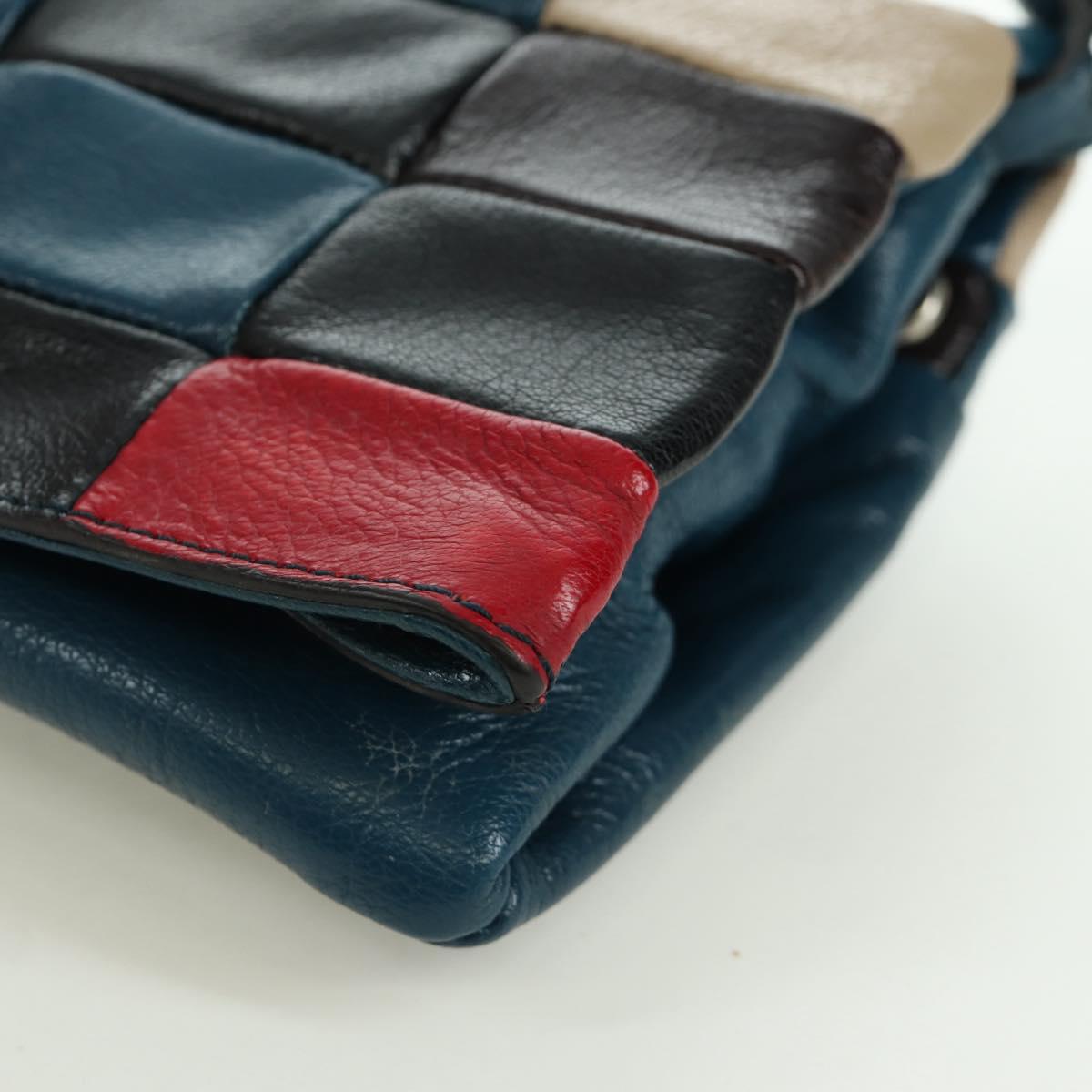 CELINE Shoulder Bag Leather Multicolor Silver Auth 173632V