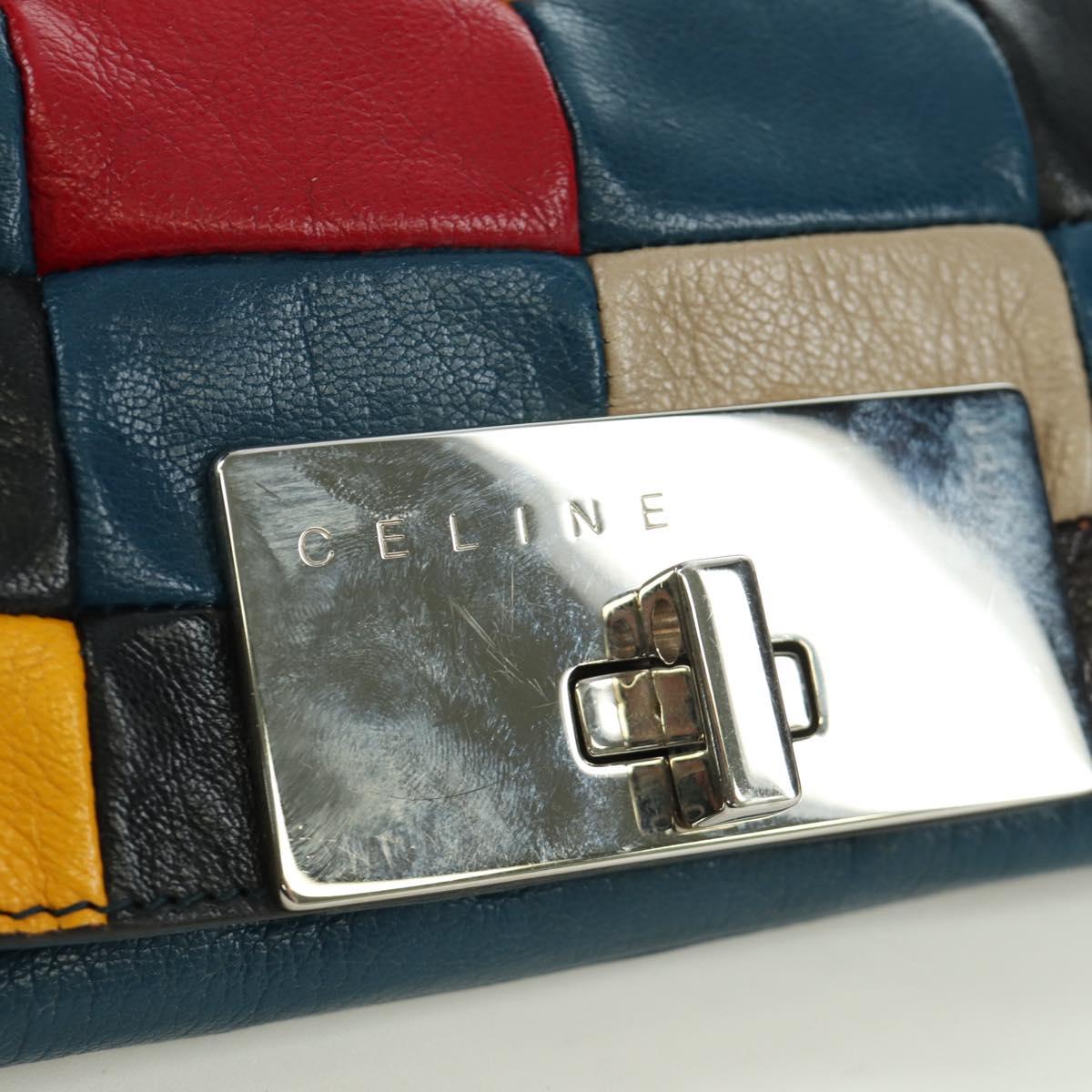 CELINE Shoulder Bag Leather Multicolor Silver Auth 173632V