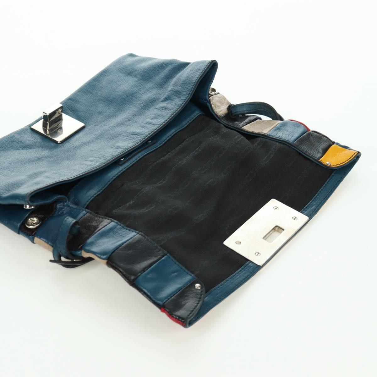 CELINE Shoulder Bag Leather Multicolor Silver Auth 173632V