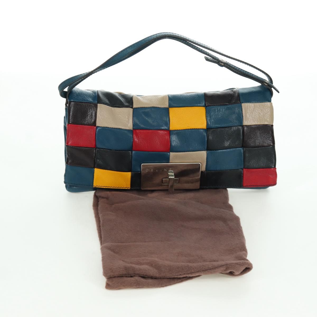 CELINE Shoulder Bag Leather Multicolor Silver Auth 173632V