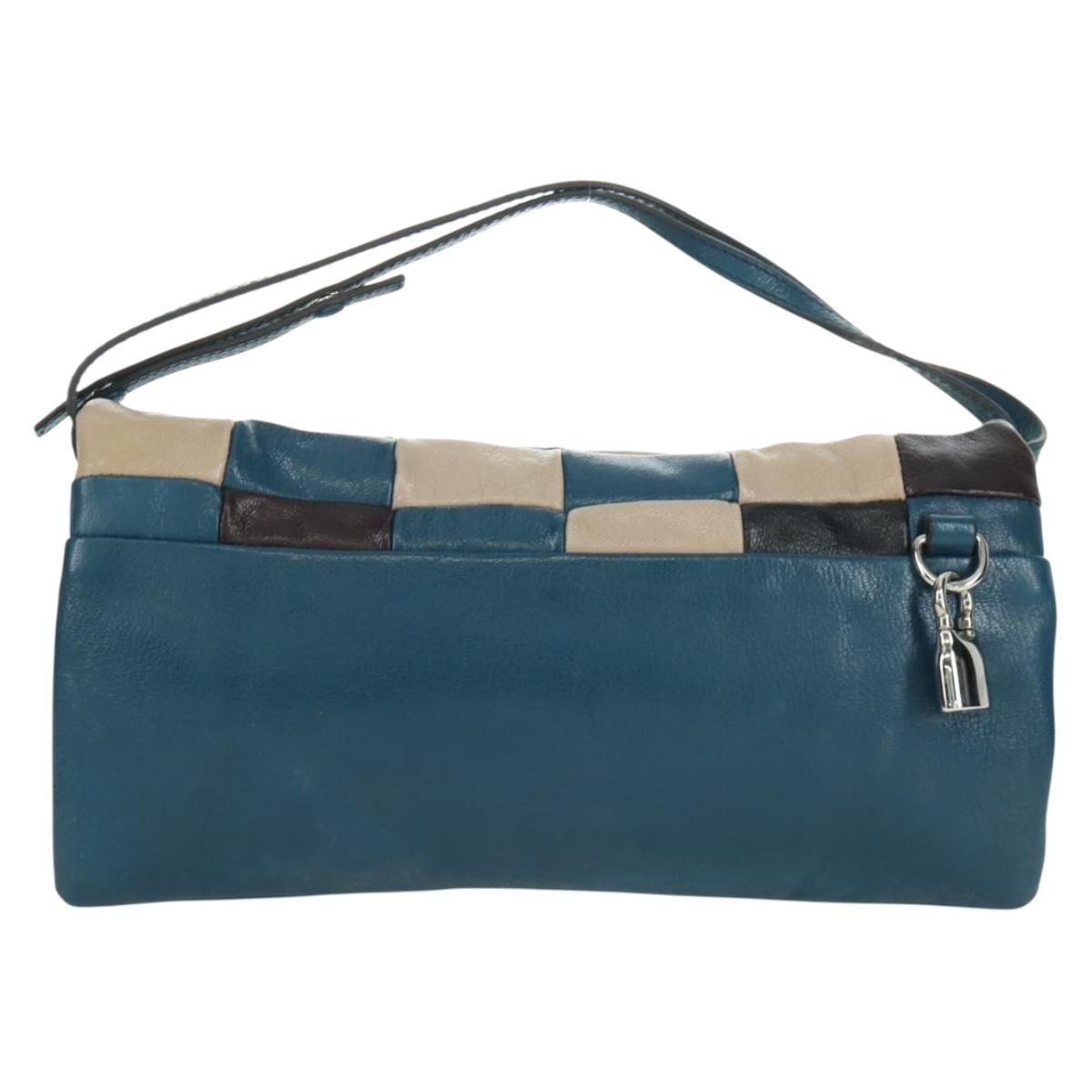 CELINE Shoulder Bag Leather Multicolor Silver Auth 173632V
