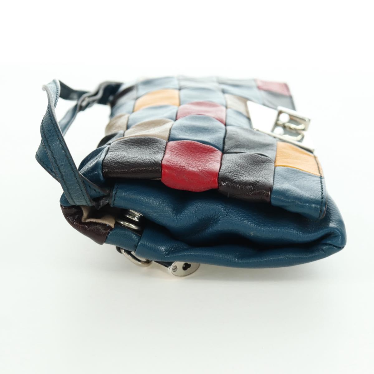 CELINE Shoulder Bag Leather Multicolor Silver Auth 173632V