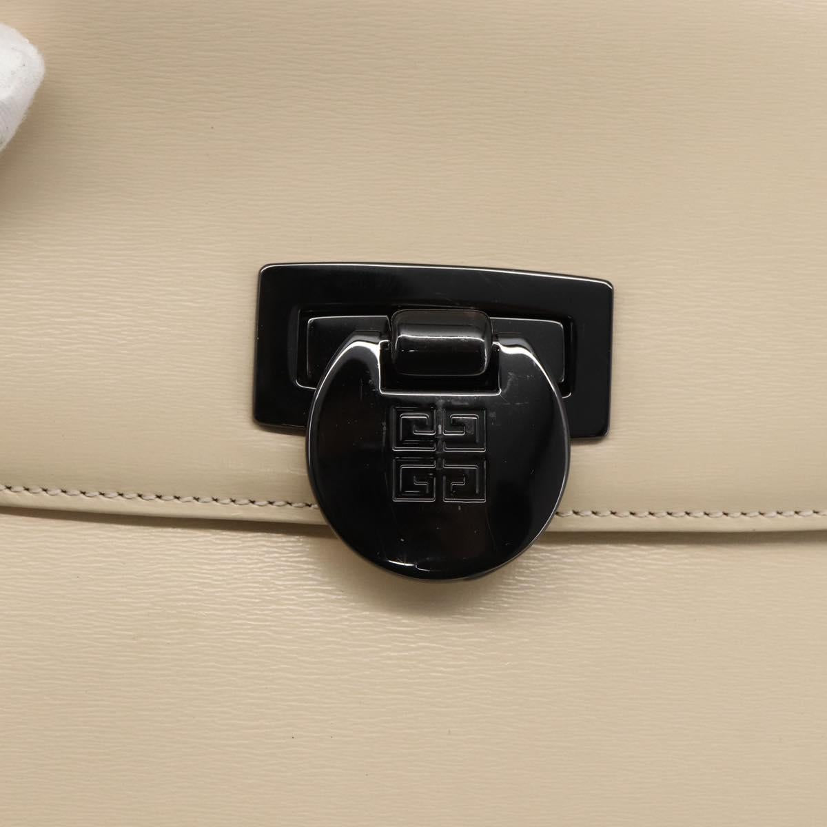 GIVENCHY Hand Bag Leather Light Beige Auth 173638