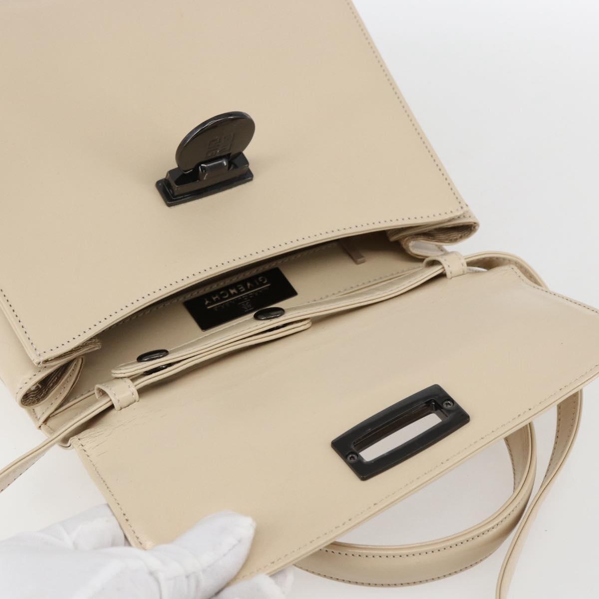 GIVENCHY Hand Bag Leather Light Beige Auth 173638