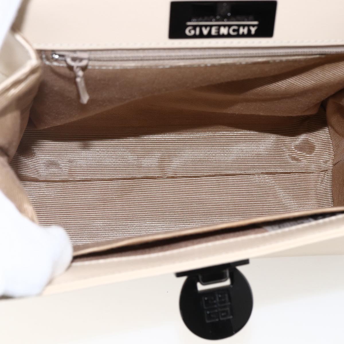 GIVENCHY Hand Bag Leather Light Beige Auth 173638