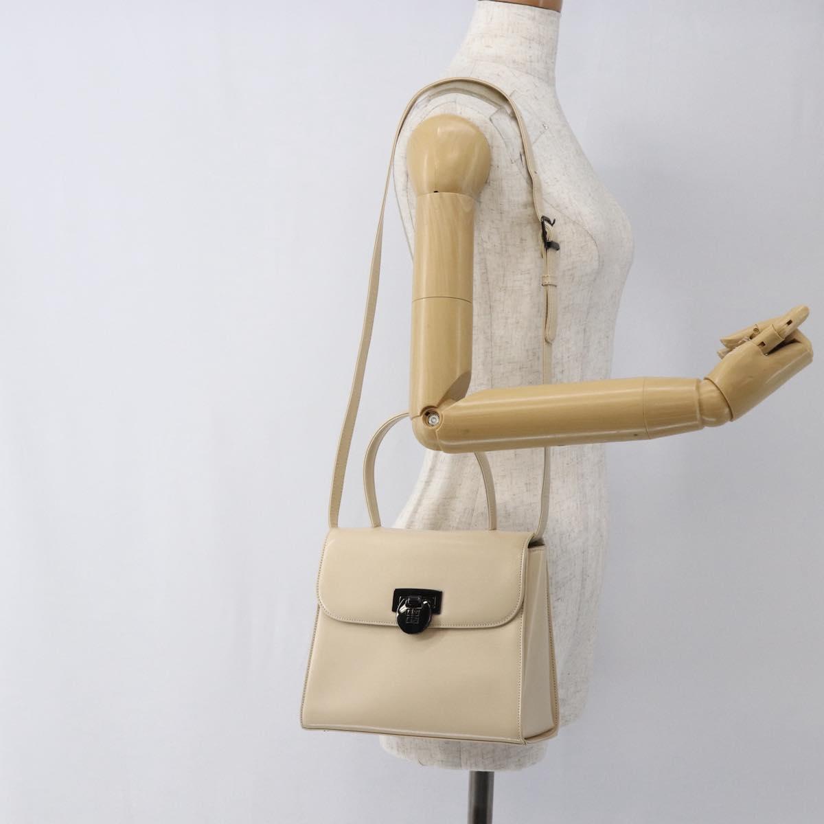 GIVENCHY Hand Bag Leather Light Beige Auth 173638