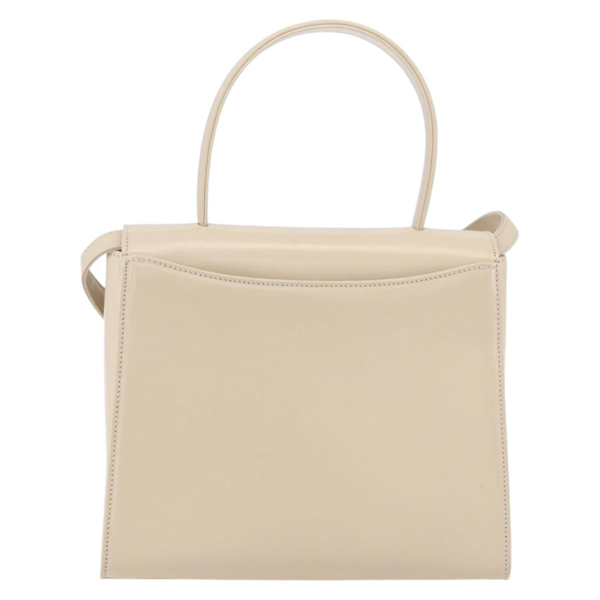 GIVENCHY Hand Bag Leather Light Beige Auth 173638