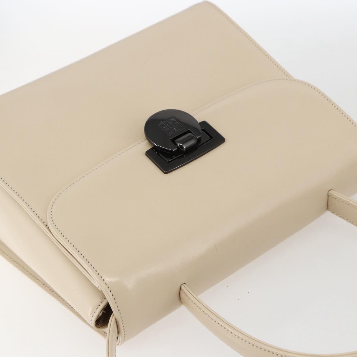 GIVENCHY Hand Bag Leather Light Beige Auth 173638