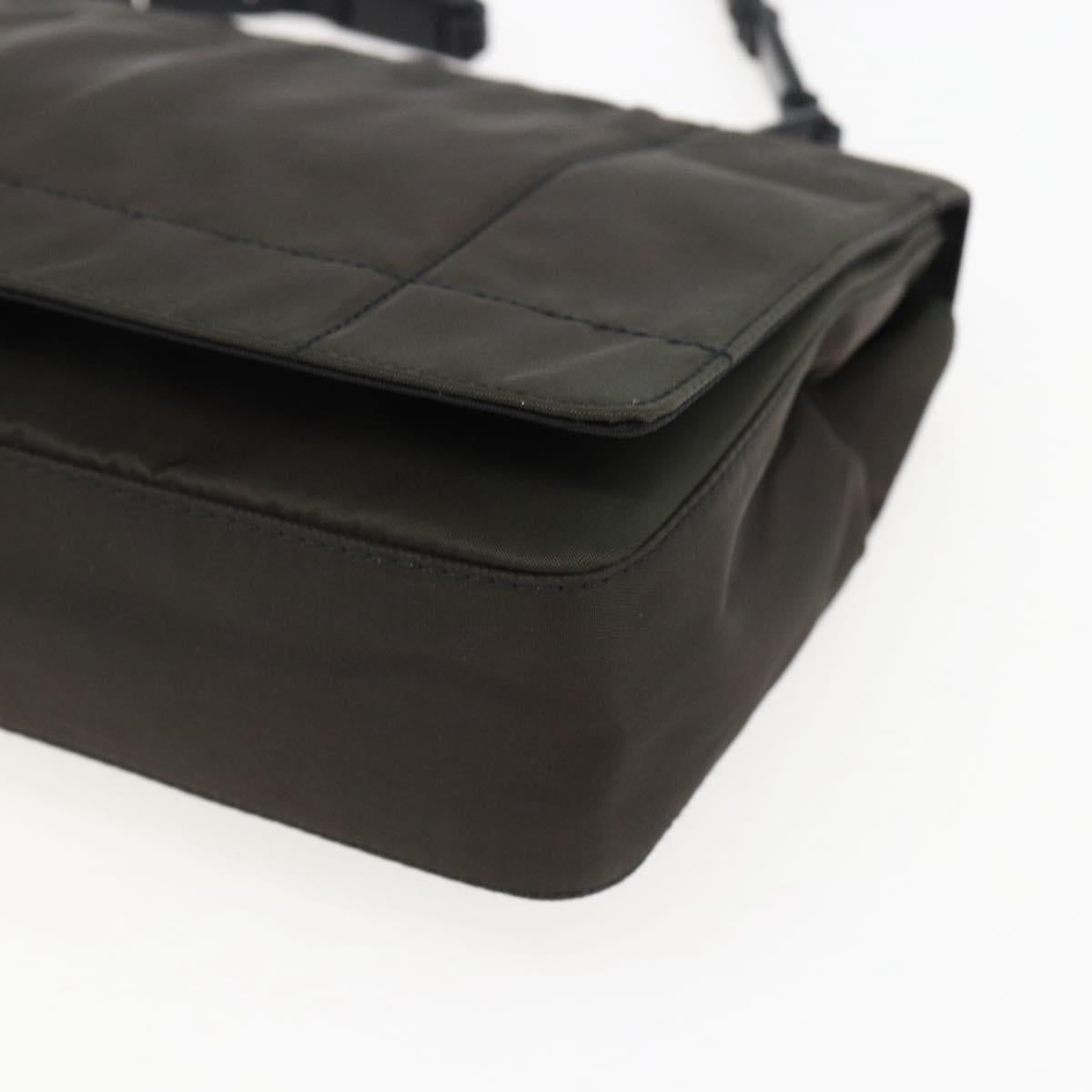 PRADA Shoulder Bag Nylon Leather Khaki Auth 173639