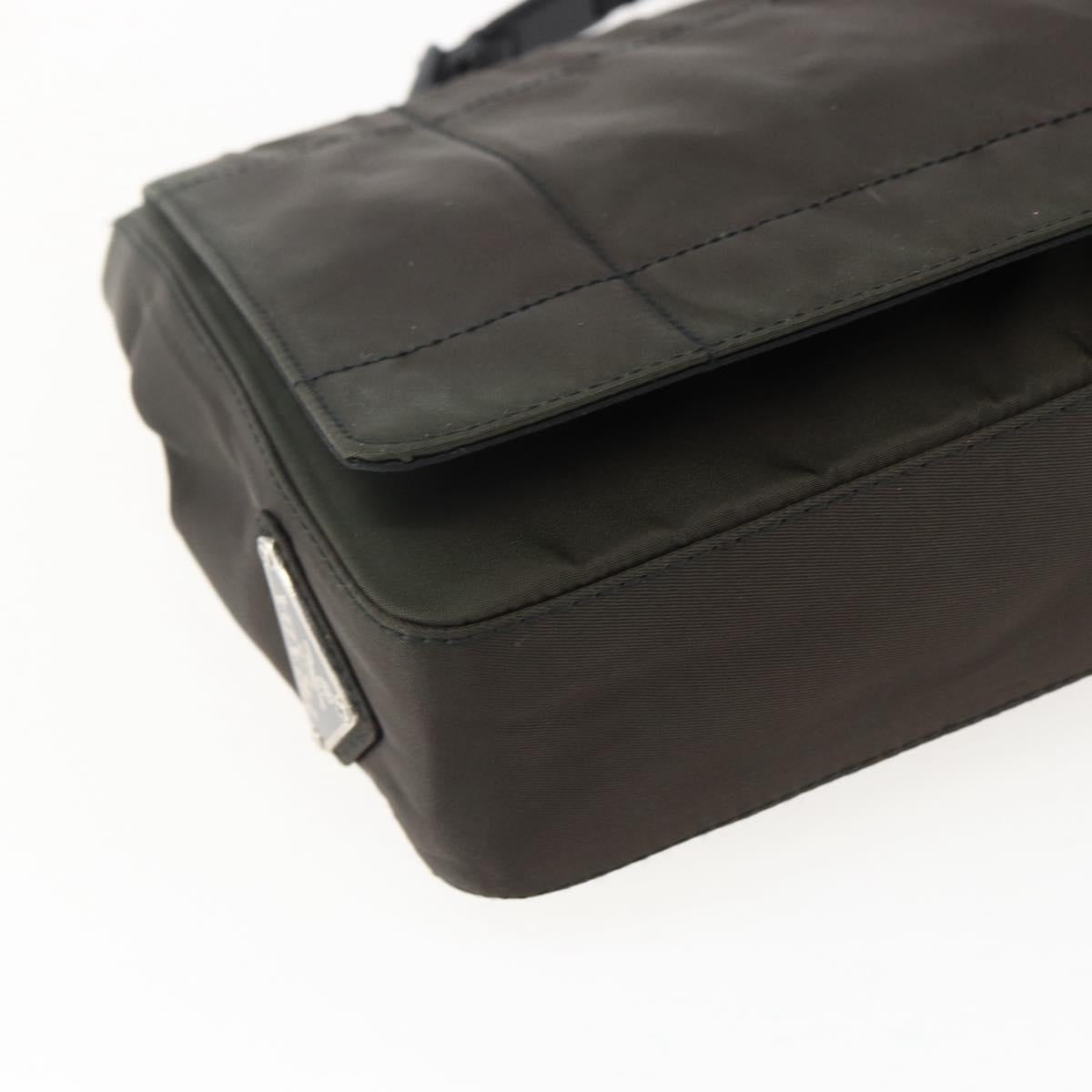 PRADA Shoulder Bag Nylon Leather Khaki Auth 173639