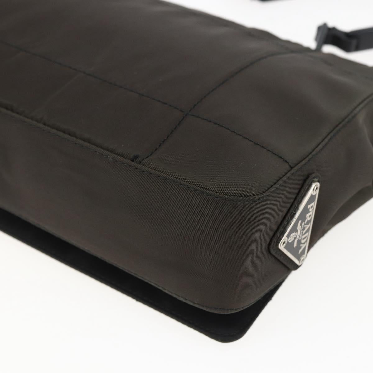 PRADA Shoulder Bag Nylon Leather Khaki Auth 173639
