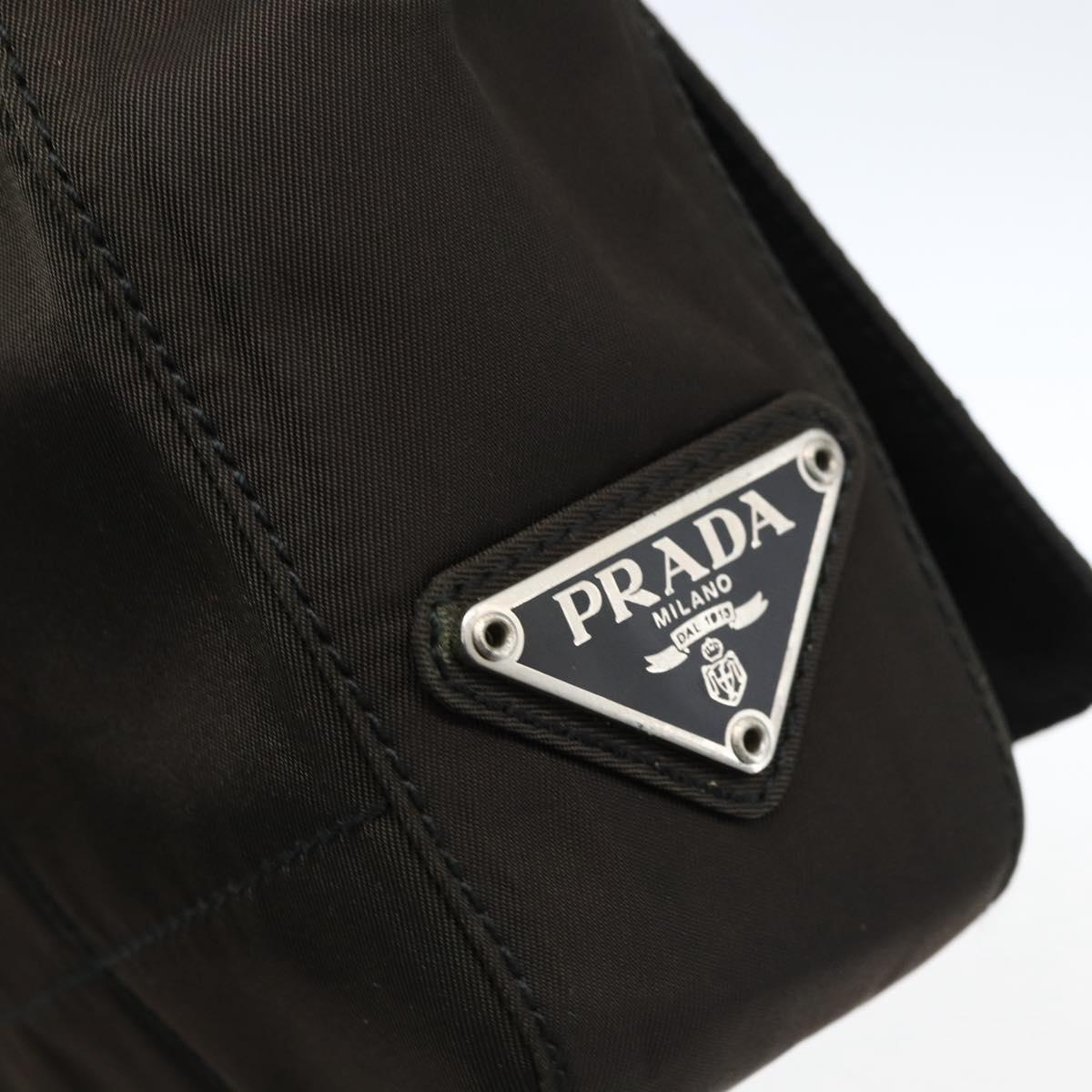 PRADA Shoulder Bag Nylon Leather Khaki Auth 173639