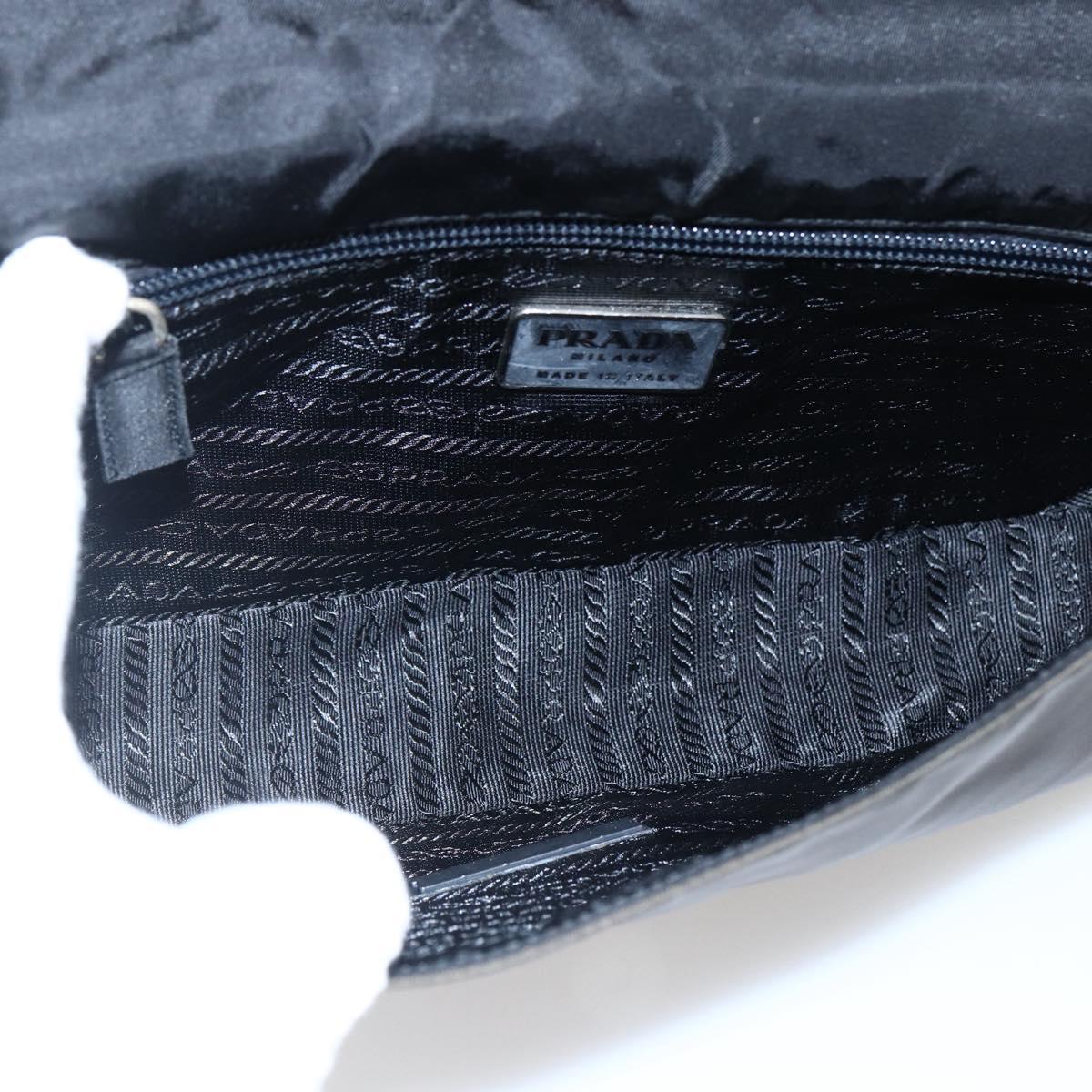 PRADA Shoulder Bag Nylon Leather Khaki Auth 173639