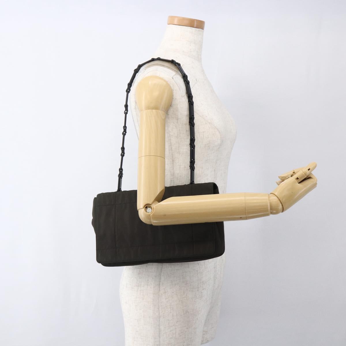 PRADA Shoulder Bag Nylon Leather Khaki Auth 173639