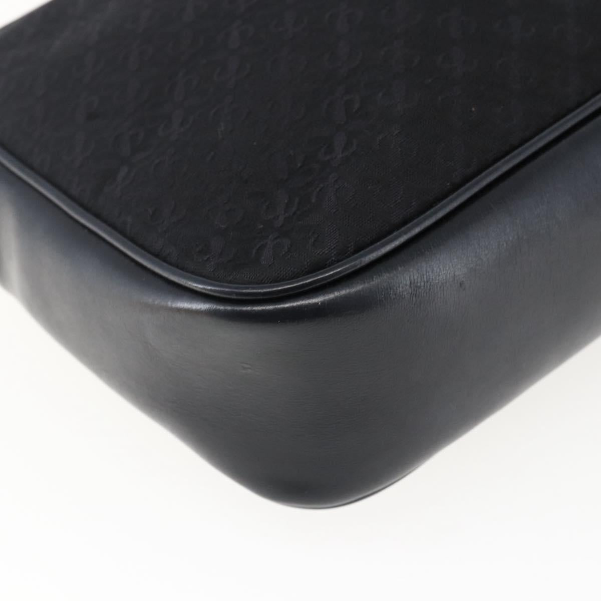 LOEWE Shoulder Bag Canvas Leather Black Gold Auth 173644