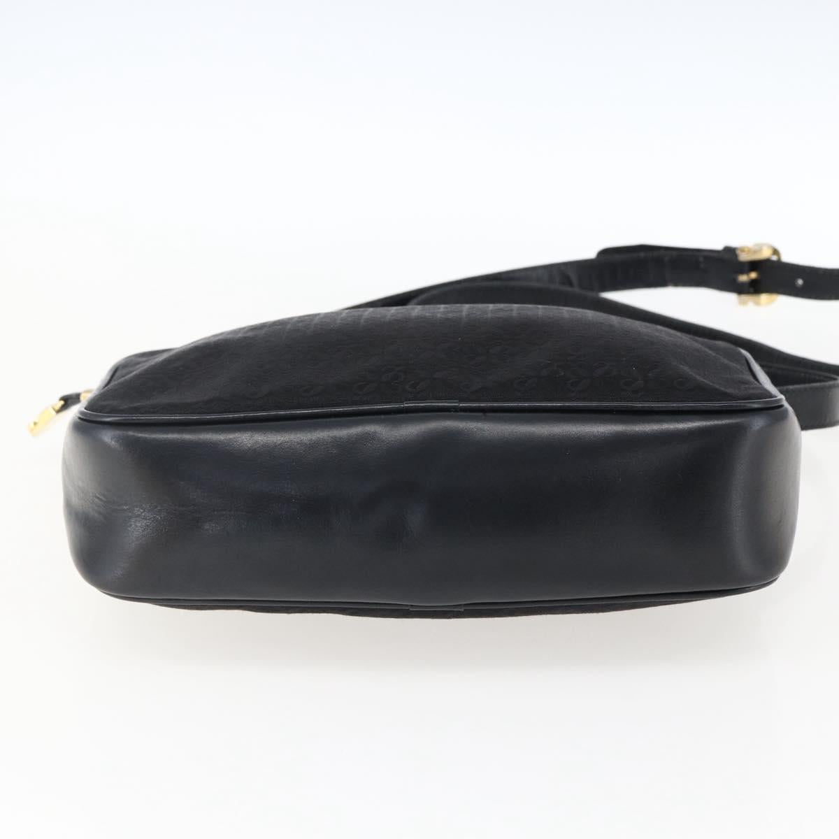 LOEWE Shoulder Bag Canvas Leather Black Gold Auth 173644