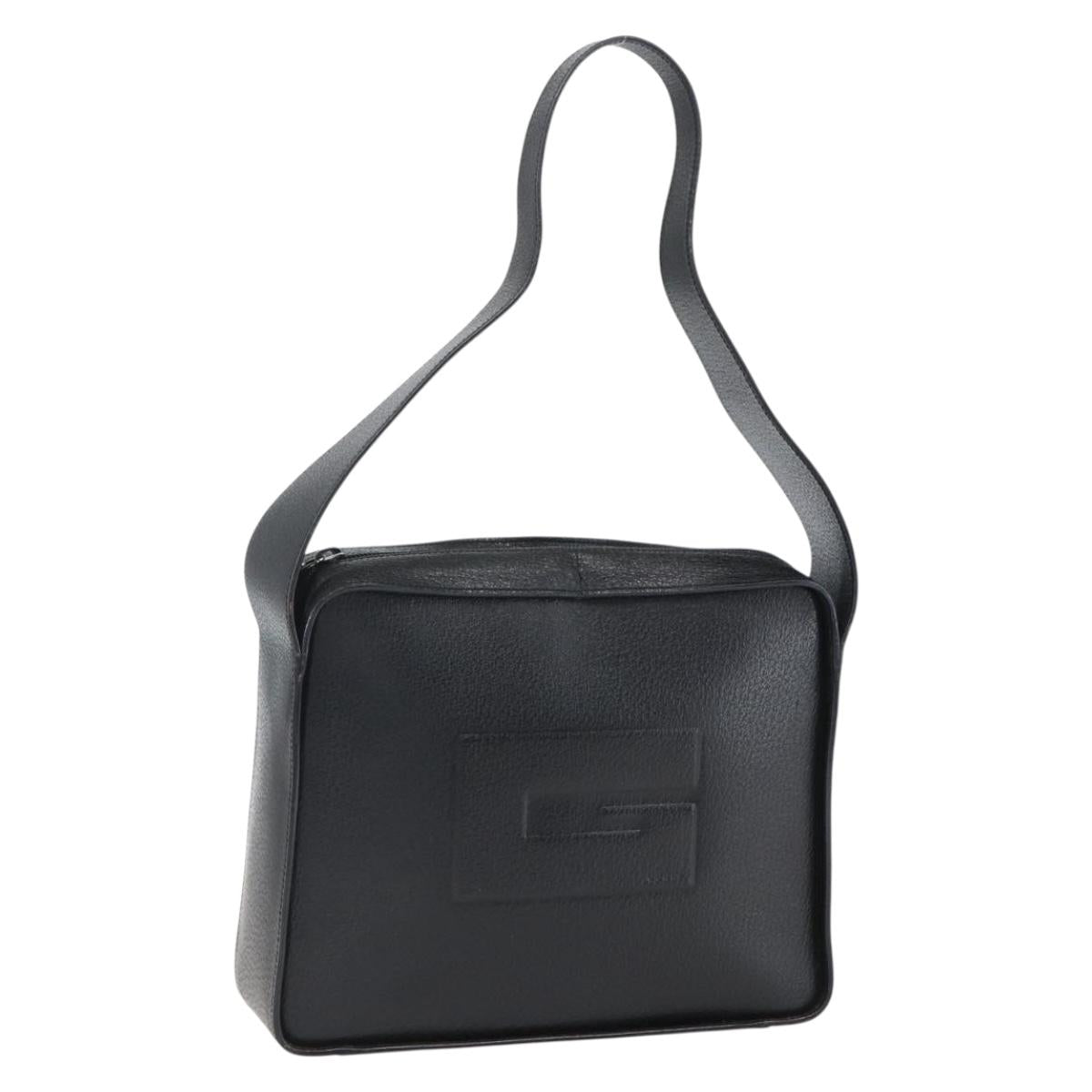 GUCCI Shoulder Bag Leather Black Silver 001 3032 Auth 173646