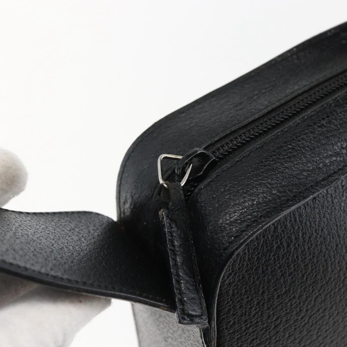 GUCCI Shoulder Bag Leather Black Silver 001 3032 Auth 173646