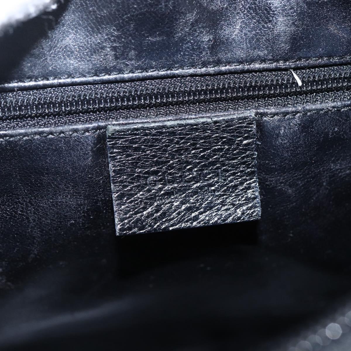 GUCCI Shoulder Bag Leather Black Silver 001 3032 Auth 173646