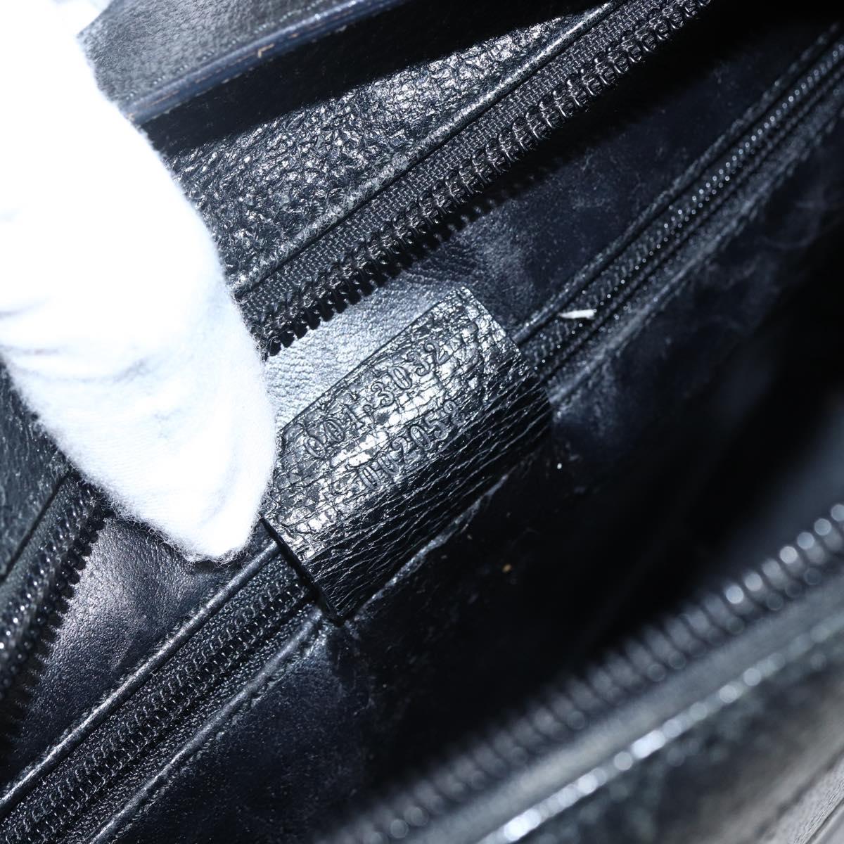 GUCCI Shoulder Bag Leather Black Silver 001 3032 Auth 173646