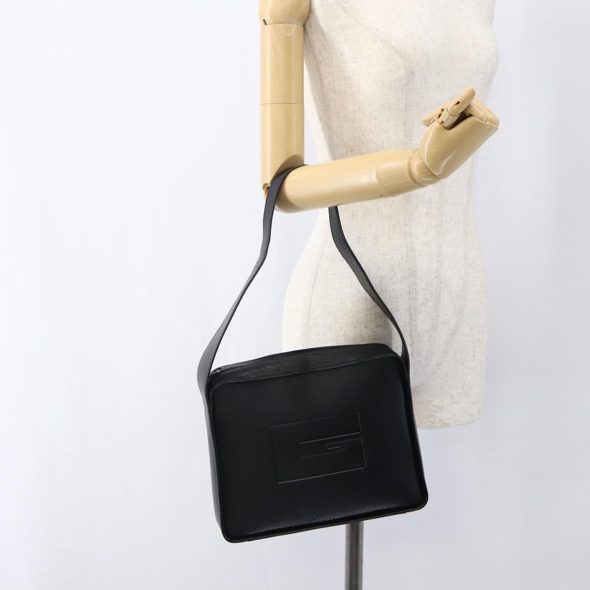 GUCCI Shoulder Bag Leather Black Silver 001 3032 Auth 173646