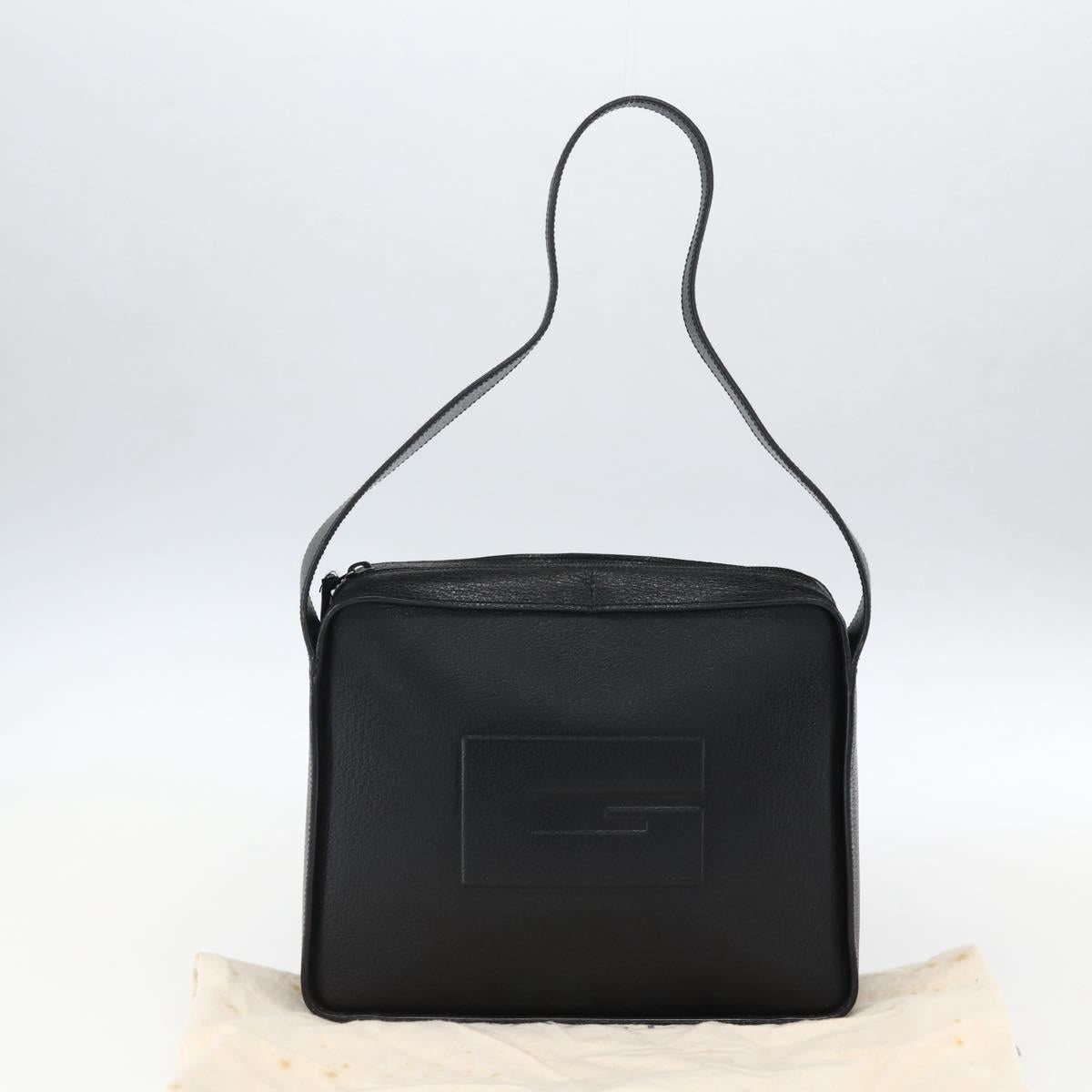 GUCCI Shoulder Bag Leather Black Silver 001 3032 Auth 173646
