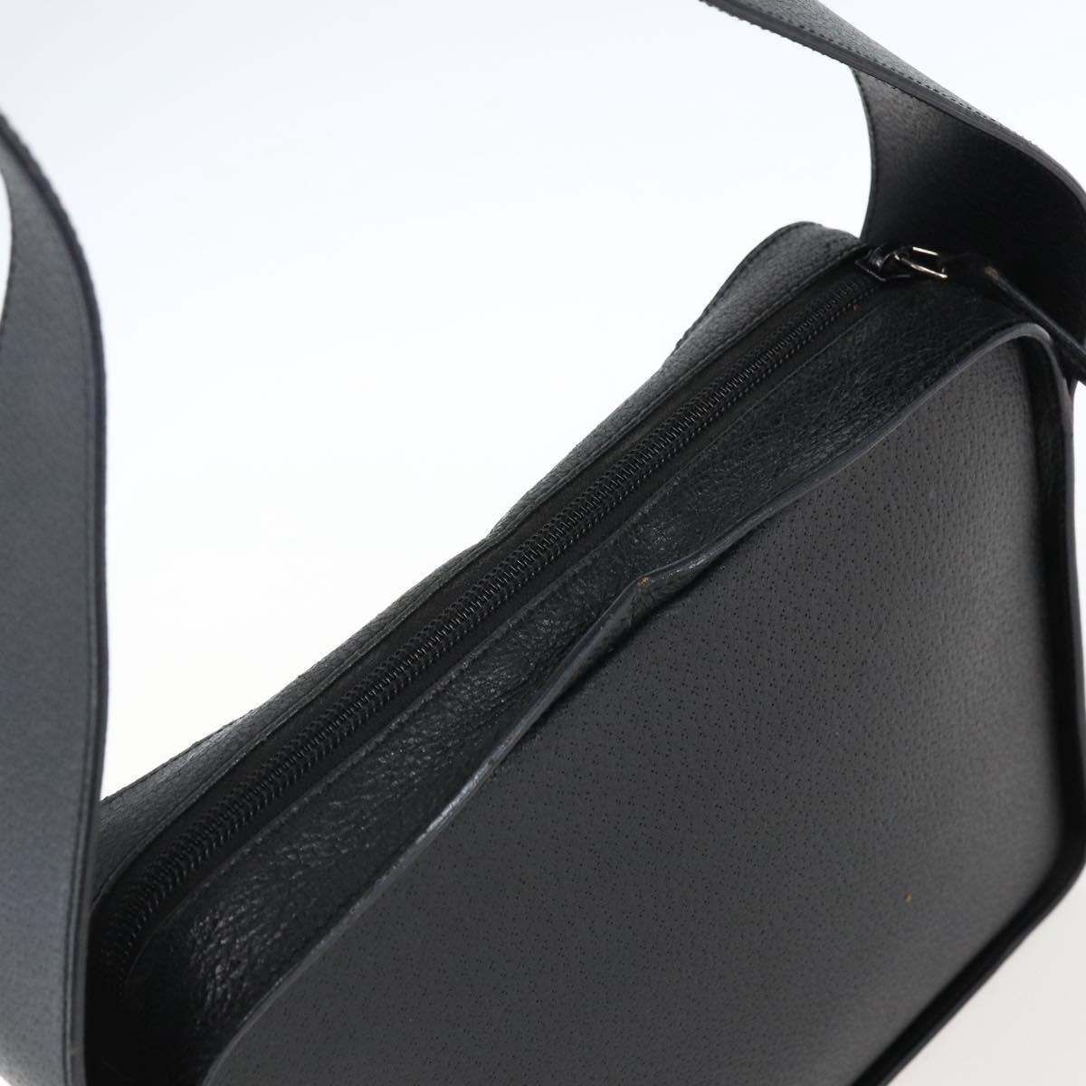 GUCCI Shoulder Bag Leather Black Silver 001 3032 Auth 173646