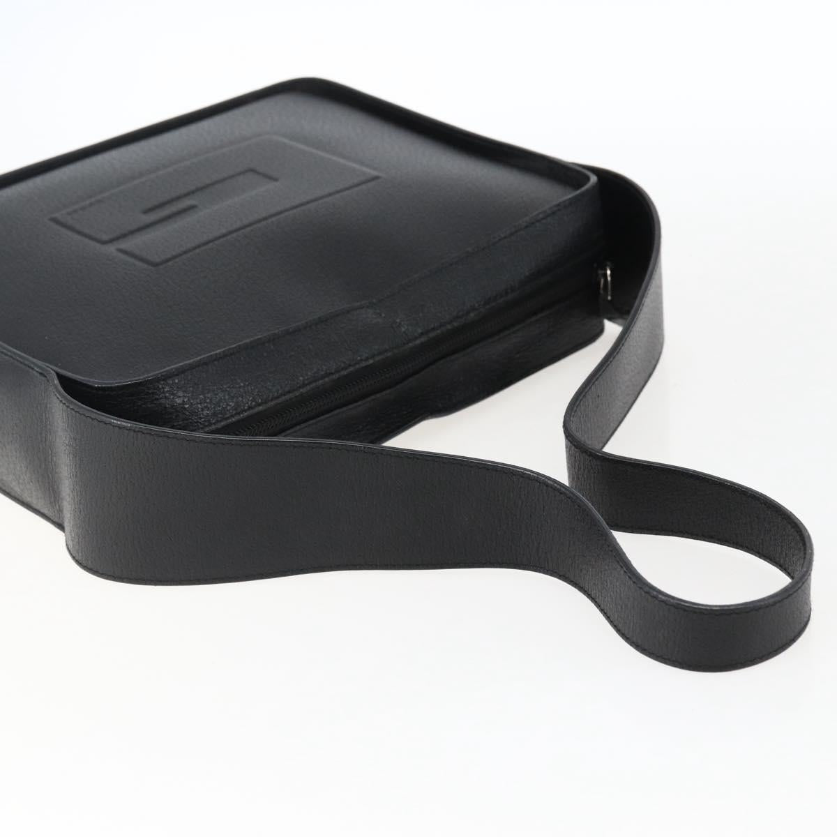 GUCCI Shoulder Bag Leather Black Silver 001 3032 Auth 173646