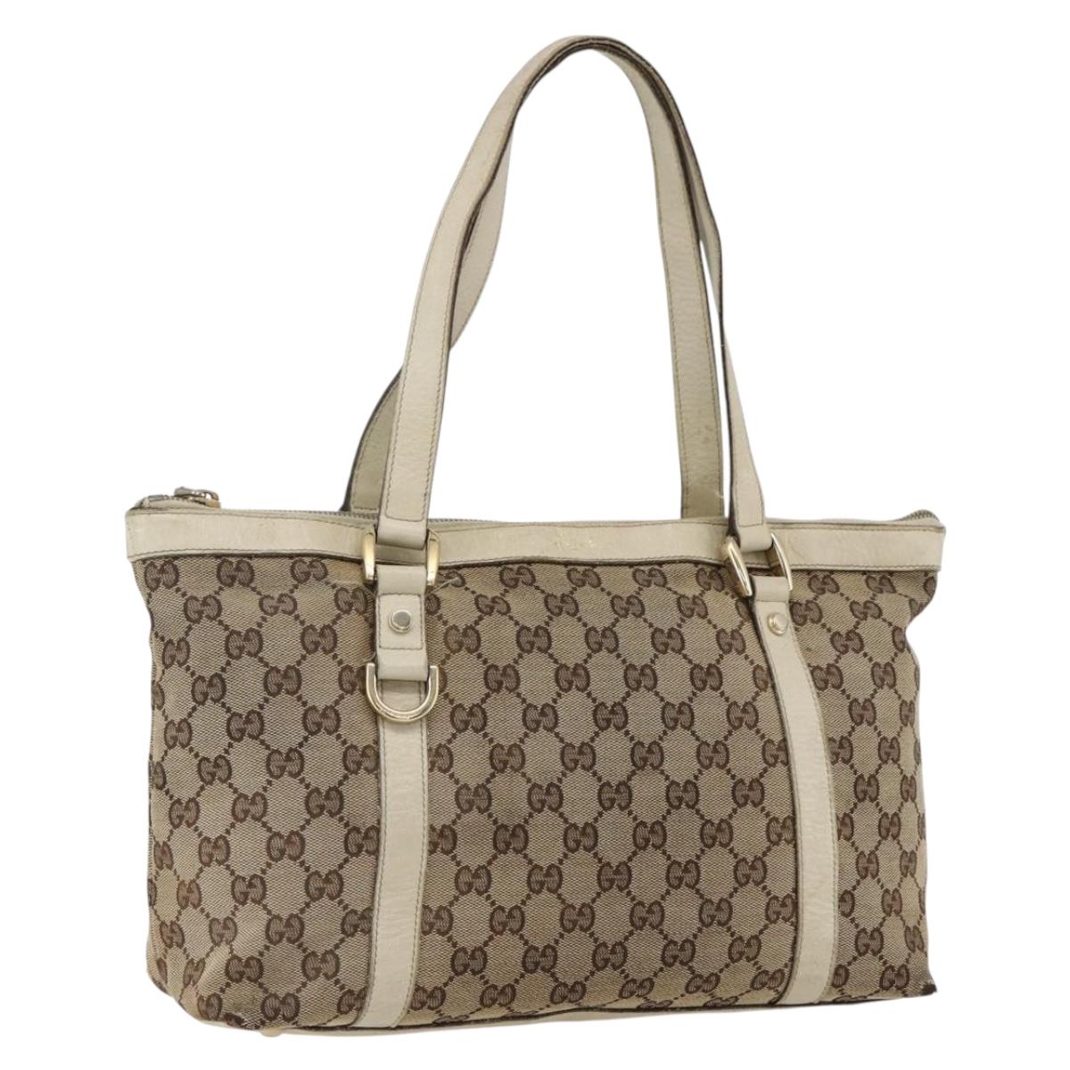 GUCCI GG Canvas Abbey Tote Bag Beige Gold 141470 Auth 173665