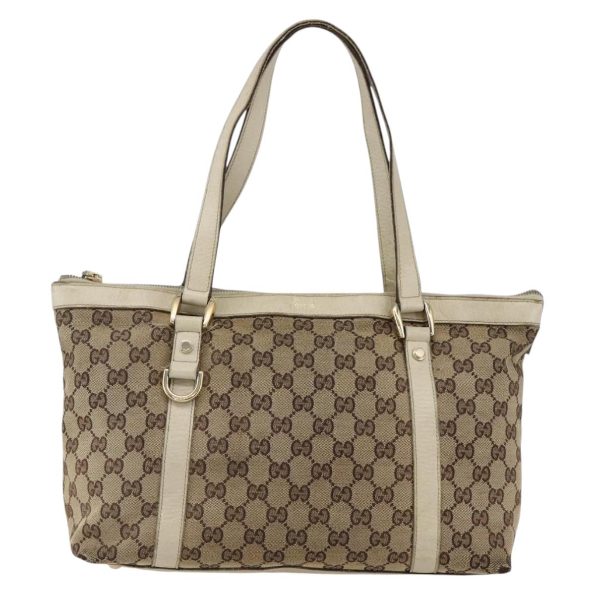 GUCCI GG Canvas Abbey Tote Bag Beige Gold 141470 Auth 173665