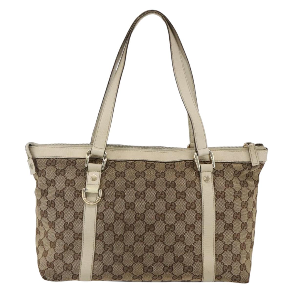 GUCCI GG Canvas Abbey Tote Bag Beige Gold 141470 Auth 173665