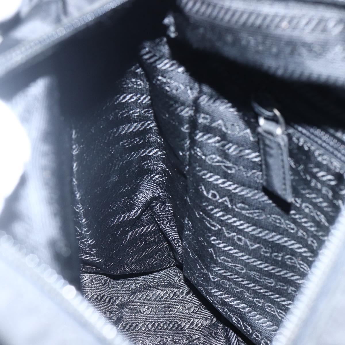 PRADA Tote Bag Nylon Black Silver Auth 173666