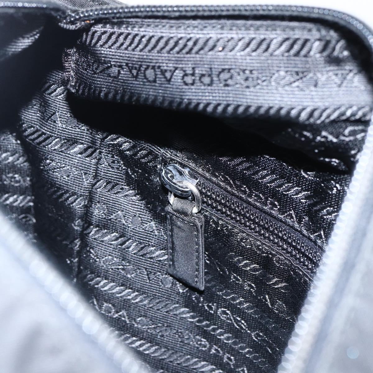 PRADA Tote Bag Nylon Black Silver Auth 173666