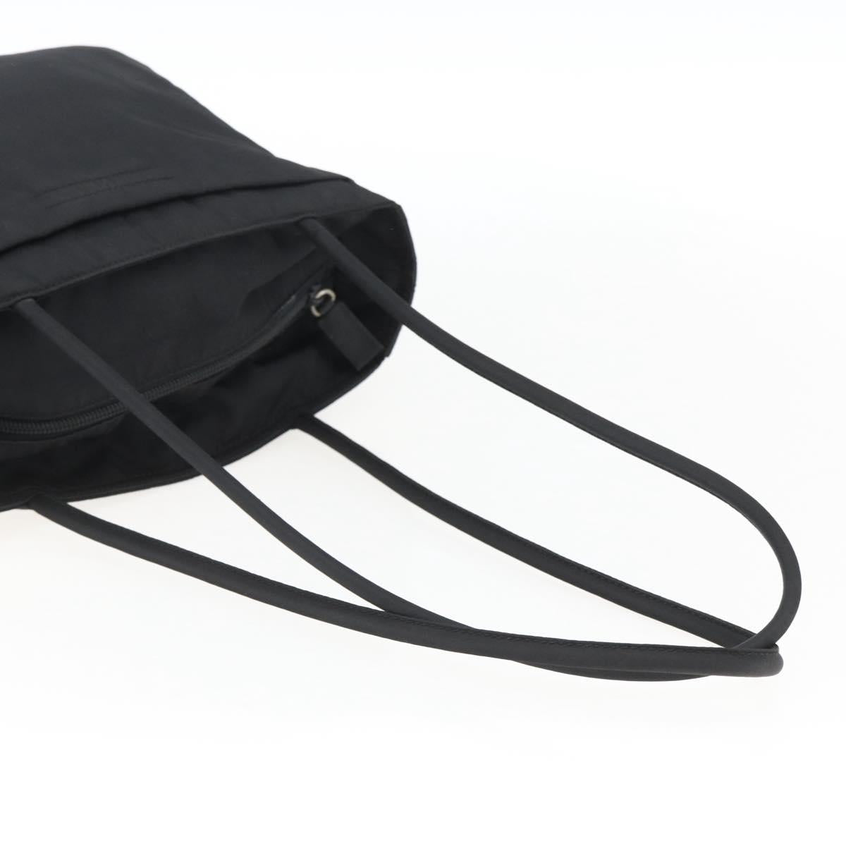 PRADA Tote Bag Nylon Black Silver Auth 173666