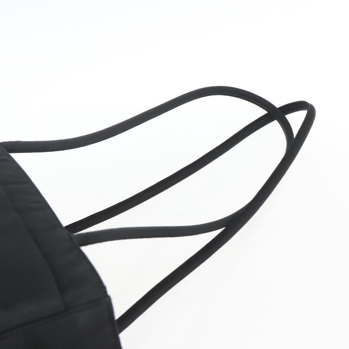 PRADA Tote Bag Nylon Black Silver Auth 173666