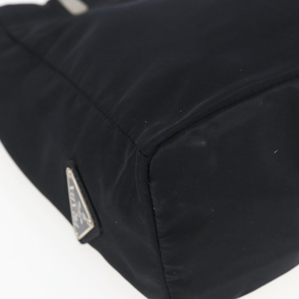 PRADA Hand Bag Nylon Black Silver Auth 173667